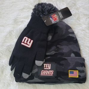 🏈NFL New York Giants Black Camo Beanie & Gloves Salute to Service Set🏈
